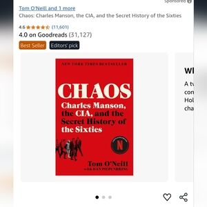 Chaos: Charles Manson, the CIA, and the Secret History of the Sixties Book NEW